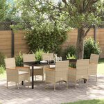 vidaXL Ensemble de salle à manger pour jardin 7 Pièces Beige polyrotin