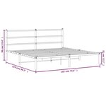 vidaXL Cadre de lit métal avec tête de lit blanc 183x213 cm