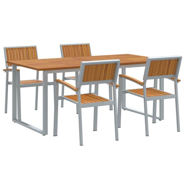 vidaXL Ensemble de salle à manger pour jardin 5 Pièces Gris et marron
