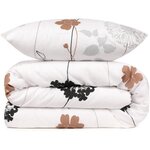 Parure de lit - housse de couette 220 x 240 + 2 taies d'oreiller 60 x 60  65  coton- Blanc