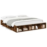 vidaXL Cadre de lit chêne fumé 200x200 cm bois d'ingénierie