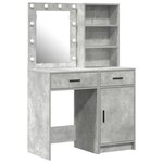 vidaXL Ensemble de table de maquillage avec LED 2 Pièces Gris béton