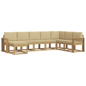 vidaXL Ensemble de canapés d'extérieur 8 pc Blanc et Beige