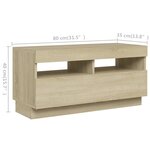vidaXL Meuble TV avec lumières LED Chêne sonoma 180x35x40 cm