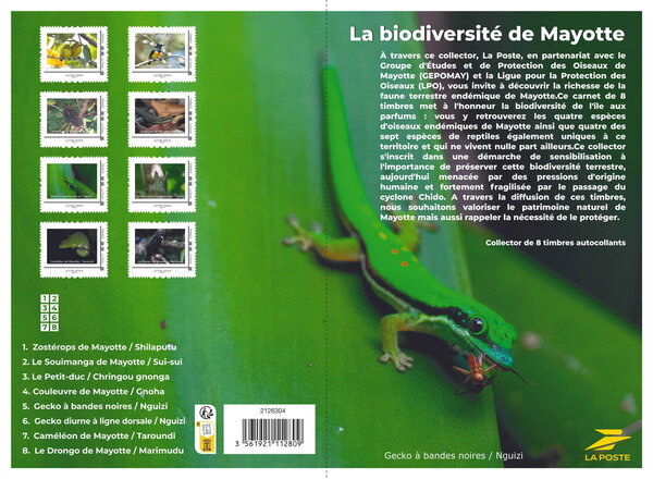 Collector 8 timbres - La biodiversité de Mayotte - Lettre Verte
