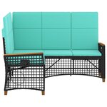 vidaXL Ensemble de canapés inclinables de jardin Noir et turquoise