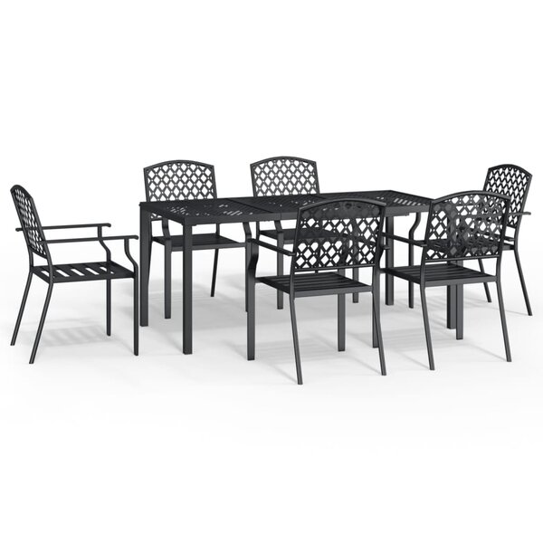 vidaXL Ensemble à manger de jardin 7 Pièces anthracite acier