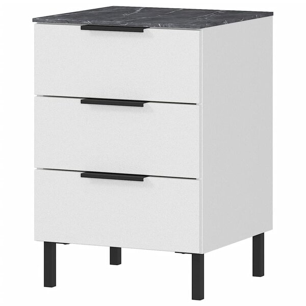 Germania Table de chevet GW-California 41x40x60 cm Blanc et marbre