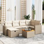 vidaXL Salon de jardin avec coussins 7 Pièces beige résine tressée