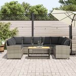 vidaXL Canapé de jardin et coussins gris clair résine tressée