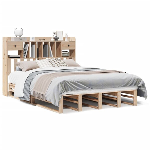 vidaXL Lit bibliothèque sans matelas 140x190 cm bois de pin massif