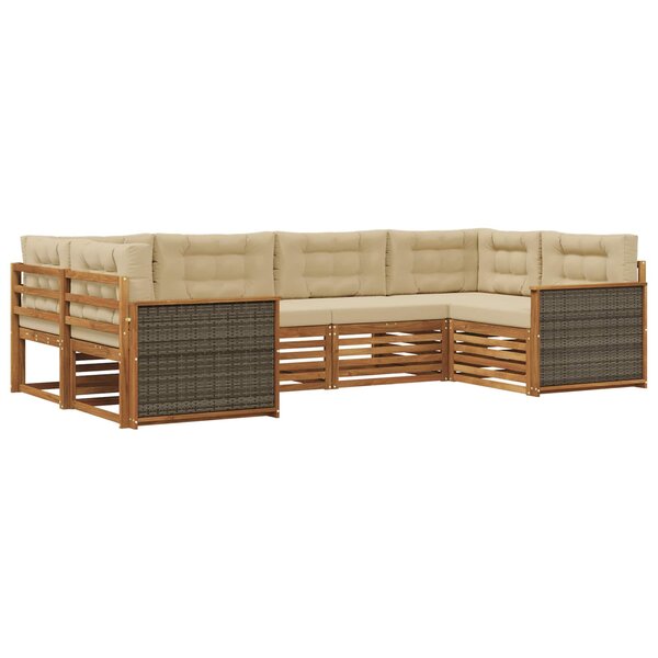 vidaXL Ensemble de canapés d'extérieur 6 pc Naturel et Beige