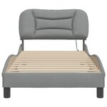 vidaXL Cadre de lit avec lumières LED gris clair 90x200 cm tissu