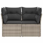 vidaXL Canapé de jardin 2 places et coussins gris clair résine tressée