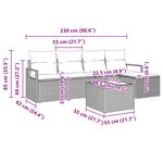 Ensemble de canapés de jardin vidaXL 6 pièces avec coussins gris en rotin