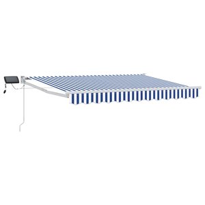vidaXL Store rétractable manuel avec LEDs Bleu et Blanc 2 5 x 2 m