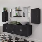 vidaXL Meuble de salle de bain 11 Pièces avec lavabo et robinet Noir