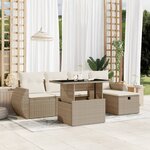 vidaXL Salon de jardin avec coussins 6 Pièces beige résine tressée