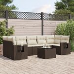 vidaXL Salon de jardin 8 Pièces avec coussins marron résine tressée