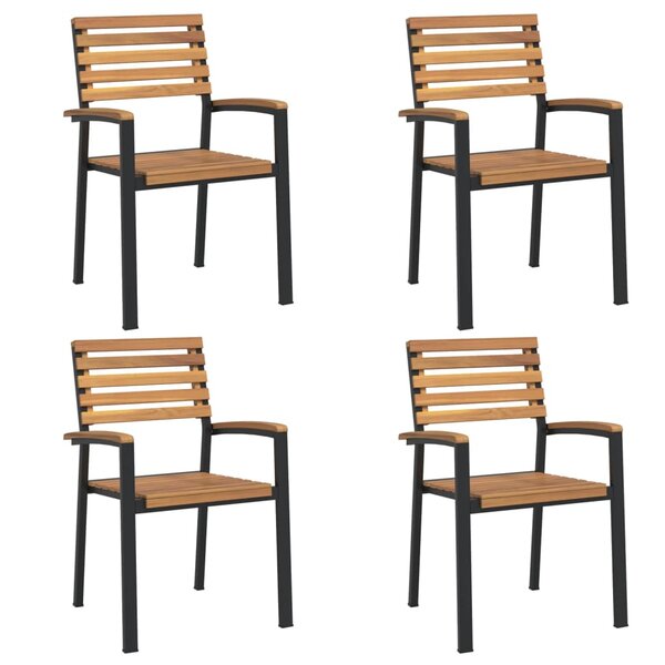 vidaXL Chaises de jardin empilables 4Pièces bois massif d'acacia et métal