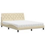 vidaXL Lit avec matelas crème 160x200 cm tissu