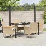 vidaXL Ensemble de salle à manger pour jardin 5 Pièces Beige Poly rotin