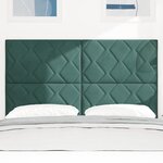 vidaXL Tête de Lit LED Geometric Manuel Vert foncé 144 cm Velours