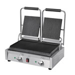 Grill panini professionnel double 2 9 kw - rainuré/rainuré - bistro buffalo -  - acier inoxydable550 x210mm