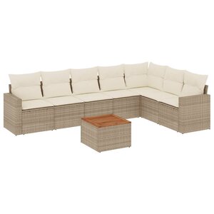 vidaXL Salon de jardin avec coussins 8 Pièces beige résine tressée