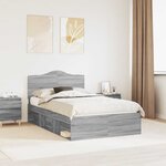 vidaXL Cadre de lit Gris Sonoma 120 x 190 cm Pin massif