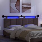 vidaXL Tête de lit suspendue Avec lumière LED Marron foncé Tissu