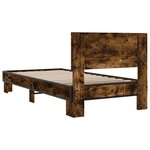 vidaXL Cadre de lit chêne fumé 90x190 cm bois d'ingénierie et métal