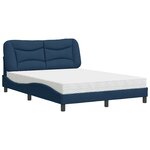 vidaXL Lit avec matelas bleu 140x190 cm tissu