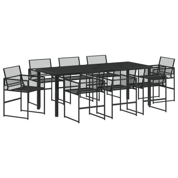 vidaXL Ensemble de salle à manger de jardin 9 pièces en poly rotin noir de