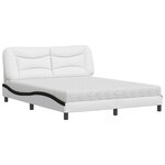 vidaXL Lit avec matelas blanc et noir 160x200 cm similicuir