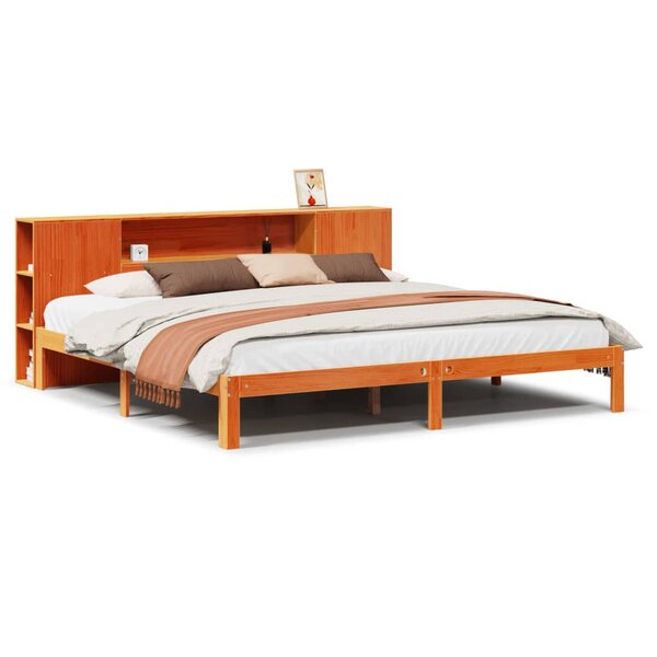 vidaXL Lit bibliothèque sans matelas cire marron 180x200 cm pin massif