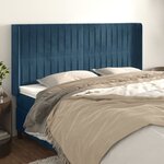 vidaXL Tête de lit avec oreilles Bleu foncé 203x16x118/128 cm Velours