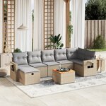 vidaXL Salon de jardin avec coussins 8Pièces mélange beige résine tressée