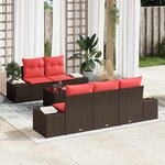 vidaXL Ensemble de canapé de jardin 6 Pièces Marron polyrotin