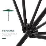 Parasol en métal rond polyester 180g/m² manivelle inclinable Ø 3 x 2 45 m vert