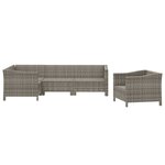 Salon de jardin meuble d'extérieur ensemble de mobilier 5 pièces avec coussins gris résine tressée 02_0016410