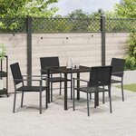 vidaXL Ensemble de salle à manger pour jardin 5 Pièces Noir Poly rotin