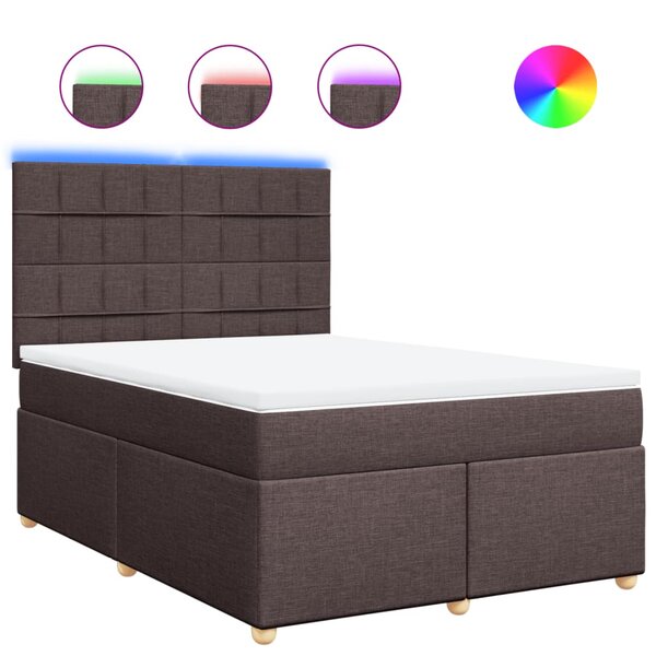 vidaXL Sommier à lattes de lit avec matelas Marron foncé 140x200 cm