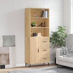 vidaXL Buffet haut Chêne sonoma 69 5x34x180 cm Bois d'ingénierie