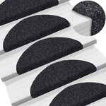 vidaXL Tapis d'escalier auto-adhésif Poinçon aiguilleté 15 Pièces Noir