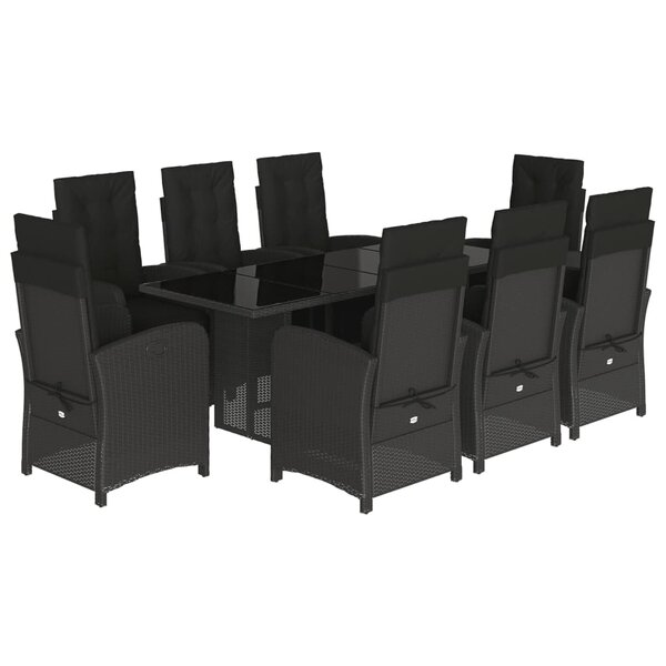vidaXL Ensemble à manger de jardin 9Pièces coussins noir résine tressée