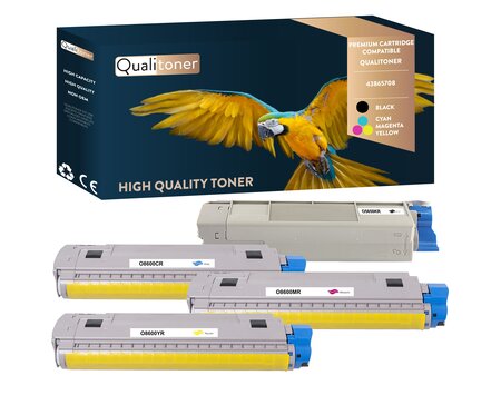 Qualitoner x4 toners 43865708 (noir + cyan + magenta + jaune) compatible pour oki
