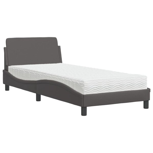 vidaXL Lit avec matelas gris 90x190 cm similicuir