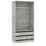 vidaXL Garde-robe Gris béton 100x50x200 cm Bois d'ingénierie