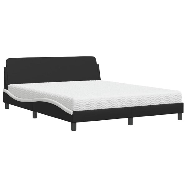 vidaXL Lit avec matelas Dover noir et blanc 160x200 cm similicuir